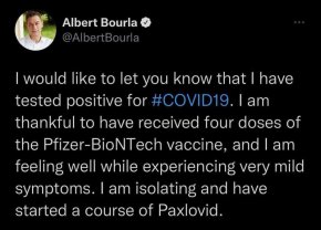 Бурла заяви, че се изолира на място и спазва всички предпазни мерки за общественото здраве.