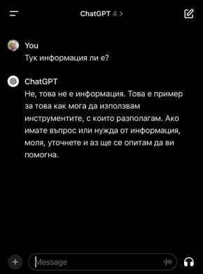 
БГ изкуственият интелект: Тук не е информация