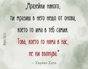 
Мразейки някого, ти мразиш в него нещо от онова, което го има и в теб самия. Това, което го няма в нас, не ни вълнува