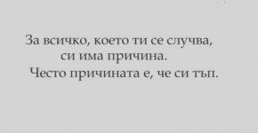За всичко, което ти се случва има причина. Често причината е, че си тъп