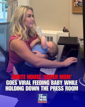 Прессекретарят на Белия дом храни бебето си и работи