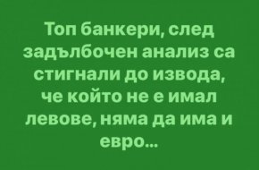 Смях: Топ банкери, след задълбочен анализ са стигнали до извода, че който не е имал левове, няма да има и евро