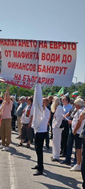 Протест срещу еврото пред централата на ГЕРБ в София