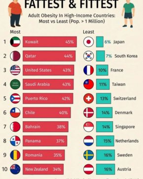  Затлъстяването в богатите страни: Кувейт, Катар и САЩ водят класацията