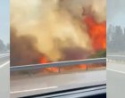 Пожар до бензиностанция спря движението на АМ Тракия