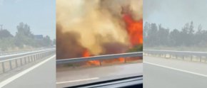 Пожар до бензиностанция спря движението на АМ Тракия