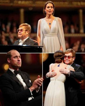 Кейт с емоционално изпълнение на сцената с Елтън Джон