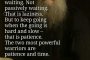  Търпението е чакане. Не пасивно чакане. Това е мързел. Но да продължаваш, когато е трудно и бавно – това е търпение