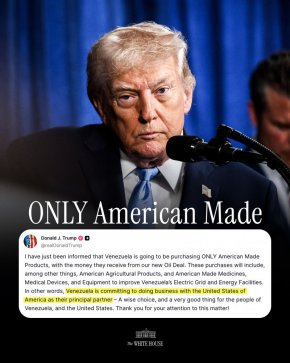 Венецуела ще закупува САМО произведени в Америка продукти с парите от петролната ни сделка: Тръмп