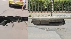Голяма дупка зейна на кръстовището на бул. Александър Малинов и ул. Св. Киприян
