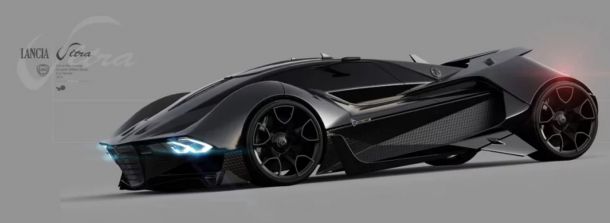 2025 Lancia Ultra, с дизайн от Уилям Боулд в черно